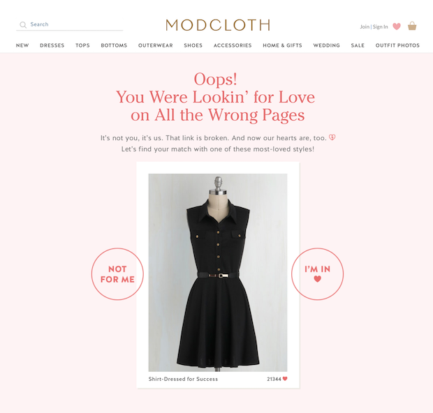 modcloth 404 page