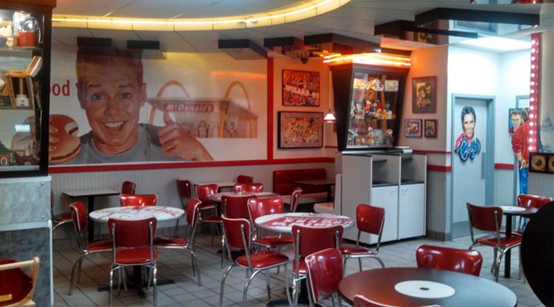 The interior of an old McDonalds